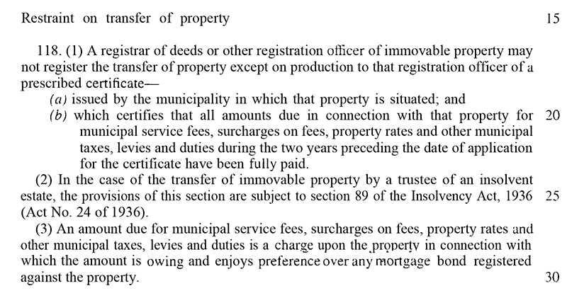 Section 118 extracted from Local Government Municipal Systems Act 32 of 2000 - Municipal Debt Specialist Section 118 extracted from Local Government Municipal Systems Act 32 of 2000