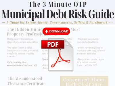MDS 3 min otp pdf download - Municipal Debt Specialist Cover header for 'The 3 Minute OTP Municipal Debt Risk Guide' with a red PDF download badge indicating a downloadable document.